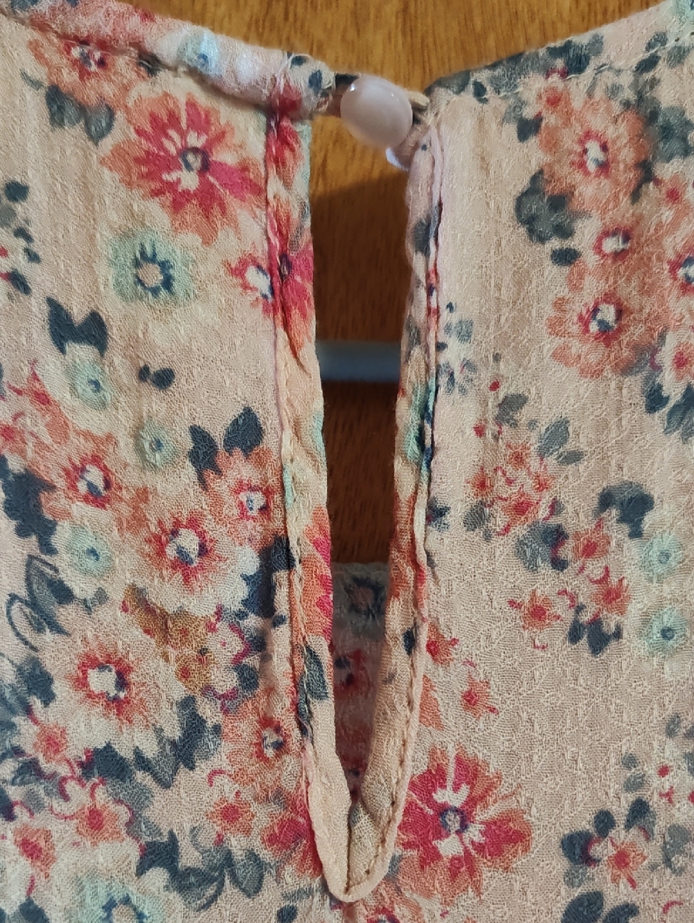 Monteau Los Angeles Layered Sleeveless Blouse Blush Pink Aqua Ditsy Floral Med - Picture 8 of 11